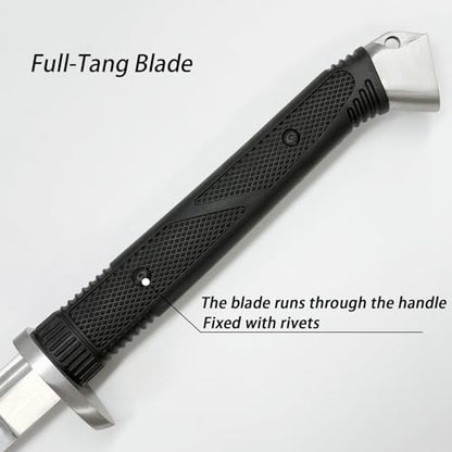 Tactical Katana Sword | 1060 High Carbon Steel Heat-Treated Full Tang Blade | TPR Shock-Absorption Handle | Sharp Blade Real Sword for Collection
