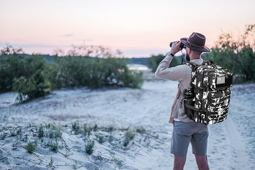 LHI Tactical Military Backpack for Men 25L/45L Large Molle Army Assault Pack 3 Day Hiking Rucksack With Bottle Holder - color: Black Lightning, size: 45L