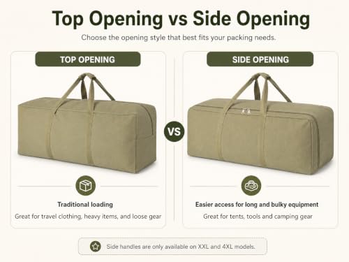 DoYiKe Extra Large Canvas Duffle Bag for Travel Heavy Duty Military Duffel - color: SOArmygreen, size: 150L