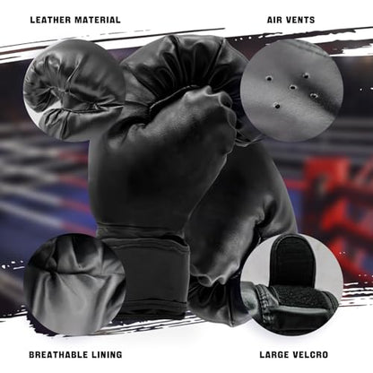 14 Pcs Boxing Set Boxing Equipment Set for Beginners Including 2 Pair of 6 oz Boxing Gloves Headgear Helmet Hand Wraps Mouth Guards Gifts Training Equipment - color: Black & Red