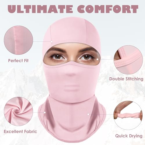 Achiou Ski Mask Balaclava Shiesty, Cooling Ice Silk Motorcycle Face Cover - color: Pink
