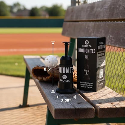 Thorza Tee Popper Motion Tee, Solo Baseball Training System with 4 Durable Balls for Hitting Practice, Swing Training, Batting Accuracy and Hand-Eye Coordination