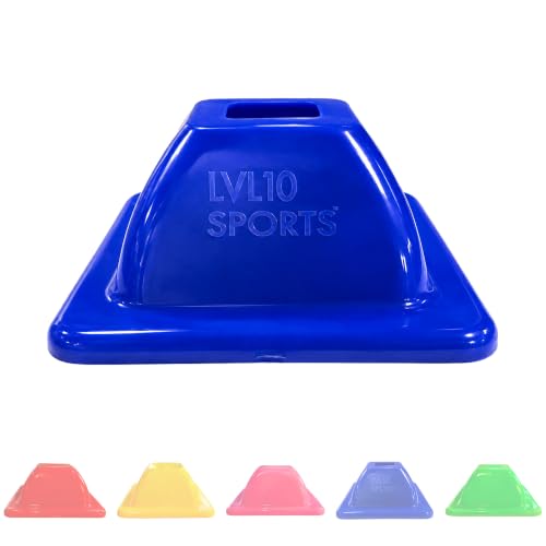 LVL10 Pro Training Cones - 2" Mini Soccer Cones for Sports Training - for Basketball, Football, Basketball and Agility Drills - Soccer Field Markers that Won't Crack, Slide or Fly - color: Blue, style: 50 Pack
