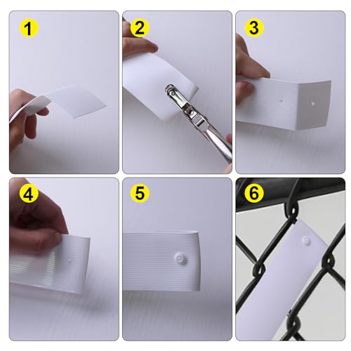 Chain Link Fence Tape,250ft×1.85in, Fence Privacy Strip,One Hole Punch&200 Fasteners，Suitable for Terraces, Patio, Gates, Swimming Pool, White - color: white