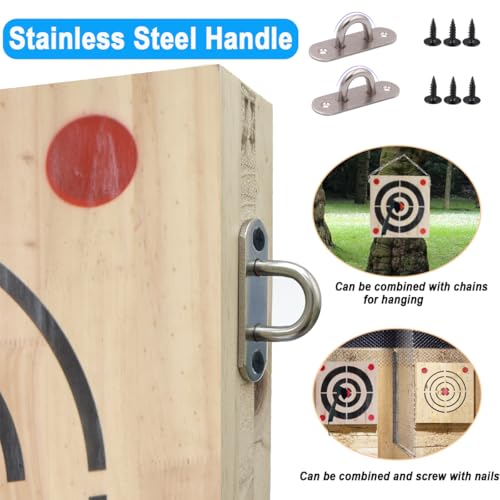 Heavy Wooden Axe Throwing Target & Flying Knife Throwing Target with Handles