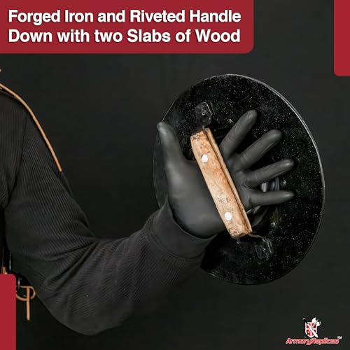 Armory Replicas™ Archers Buckler Shield – 12-Inch Solid Iron Medieval Combat Shield with Forged Iron & Wood Handle