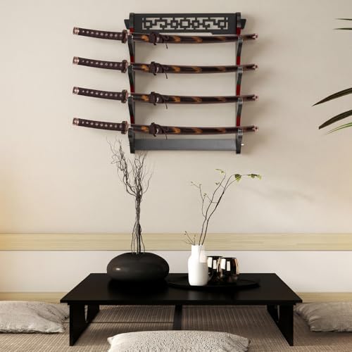 Katana Sword Rack Wall Mount, Hanging Stands for Sword Display,4 Tier - size: 4 Tier