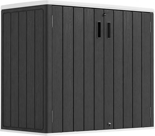 ADDOK Outdoor Storage Cabinet, 37 Cu.Ft Horizontal Resin Storage Shed - color: Black, size: 37 Cu.Ft