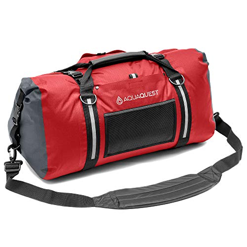AquaQuest White Water Duffel - 100% Waterproof, Heavy Duty, Versatile, Comfortable - Durable Protective Dry Bag for Travel, Sport, Motorcycle, Boat, Fishing - 50, 75, or 100 L - color: Red, size: 100 L
