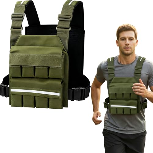 SUNRISING Weight Vest for Men Women，Adjustable Weighted Vests Strength and Endurance Training Fitness Workouts Tactical Running（Excluding Lead Blocks） - color: Green