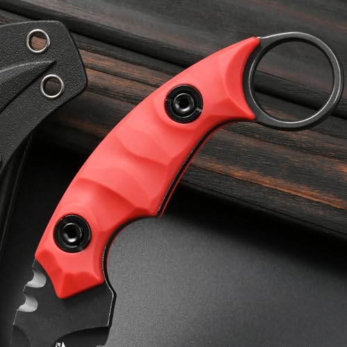 Gtkii GTK691 Fixed Blade Knife D2 Steel Blade Nylon Fiberglass Handle with Kydex Sheath for Outdoor Camping Hunting Hiking Survival EDC Tool(Red) - color: red