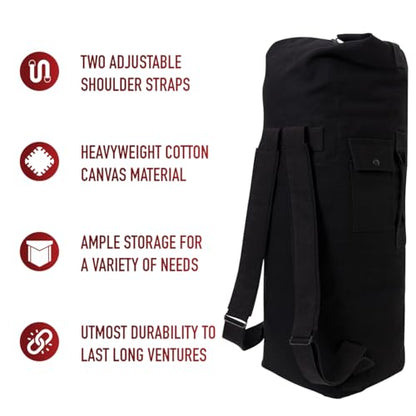 GI Style Double Strap Duffle Bag - color: Black