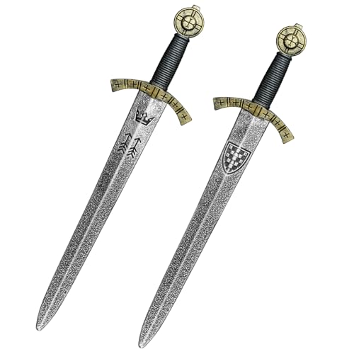 quescu 2pcs Knight Toy Sword,20.8" Plastic Roman Sword for Medieval Warrior Costume Accessories,Halloween Cosplay LARP,Props