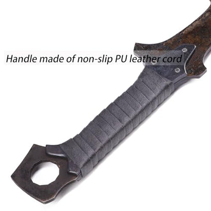 Handmade Cast High-Carbon Steel Blade Sword, Sharp Blade, Full Tang, with Leather Protective Cover Metal Sword All Made of Metal for Collection Outdoor, Hunting Camping Hiking Survival