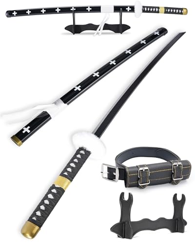Cold Blade Katana Sword - 41 inches Katana Replica with Holster Belt and Display Stand - Sword with Authentic Design - color: J-Trafalgar Law Black