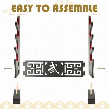Barydat 4 Tier Katana Sword Stand with Warrior Cutout Design - style: Warrior