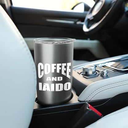 Iaido Instructor / Iaido Student / Coffee And Iaido! Saying Stainless Steel Insulated Tumbler - color: Brushed Steel