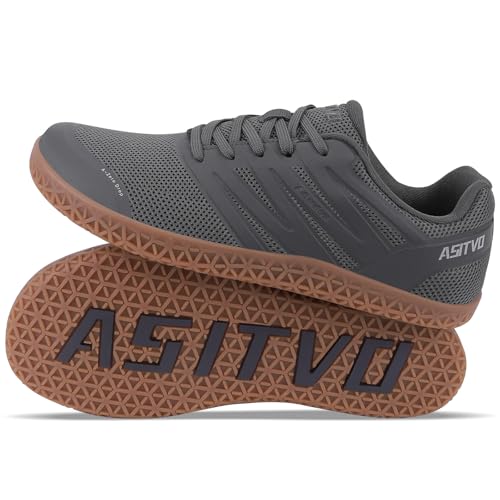 ASITVO Wide Men's Barefoot Zero Drop Sole Minimalist Sneakers Walking Shoes - color: Dark Grey, size: 8.5 Wide