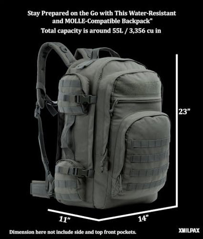 Large Tactical Backpack Bag 55L - color: Olive Drab