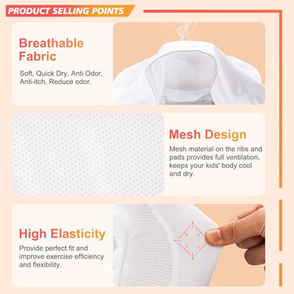 GUOZI Youth Football Padded Shirt with Chest Rib Shoulder Protectors - size: Small, style: White