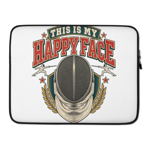 This is My Happy Face Fencing Mask Sword Fighting Sport Graphic Laptop Sleeve - size: 15 Inches