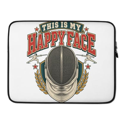 This is My Happy Face Fencing Mask Sword Fighting Sport Graphic Laptop Sleeve - size: 15 Inches