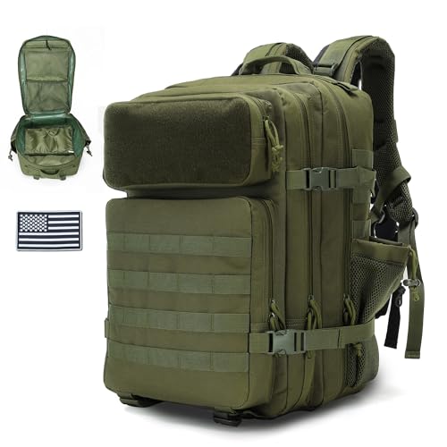 gracedon Tactical Backpack - Military Molle Bag 3 Days Pack for men and Women Large Assault Rucksack 25-45L (45L-Green) - color: 45l-green