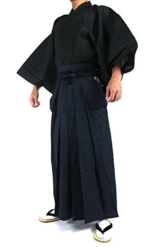 Edoten Japanese Samurai Hakama Uniform - color: 1bk-navy, size: Large