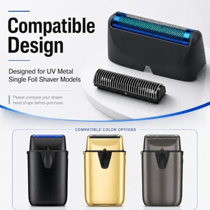 Replacement Foil Blade Compatible with BaBylissPRO UV Metal Single Shaver - color: Black-2 Packs