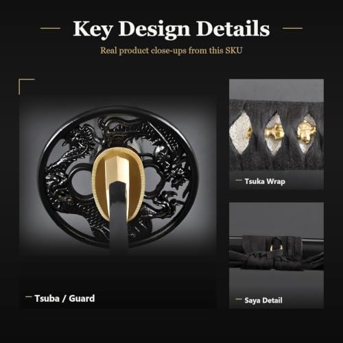 1045 Katana, Hand Forged Full Tang Japanese Sword | Classic Tsuba Series - color: Dragon660