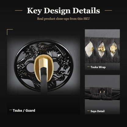 1045 Katana, Hand Forged Full Tang Japanese Sword | Classic Tsuba Series - color: Dragon660