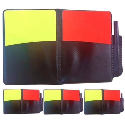 Soccer Referee Card Set, 2Packs/4Packs Warning Referee Red Cards Yellow Cards with Leather Wallet Recording Papers Pencils
