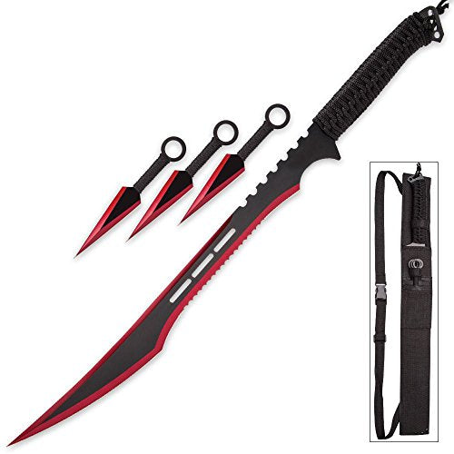 Snake Eye Tactical Fantasy Design Ninja Sword Comes with Nylon Sheath - color: Red & Black