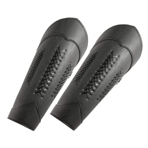 HZMAN Medieval Gauntlet Wristband Faux Leather Bracer Archery Arm Guard - color: 01 Black Weave