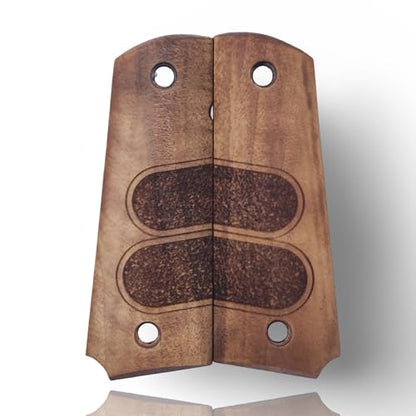 Art Series 1911 Pistol Grips – Handcrafted Walnut Wood Panels with Unique Engraved Designs | Oil Finish | Fits Full-Size 1911 Clones - color: Twin Fields