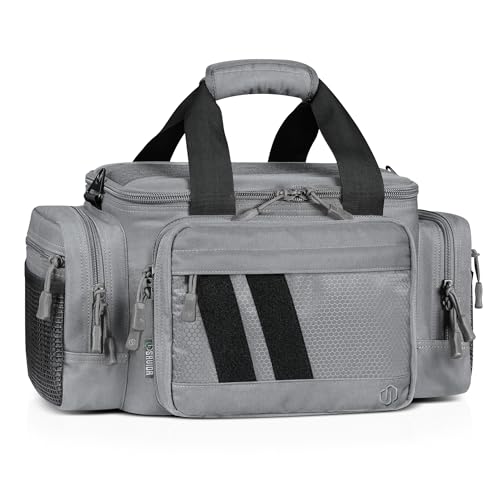 Savior Equipment Specialist Series Tactical Triple Pistol Shooting Range Hunting Duffle Bag Gun Carrying Case, Rigid Compartment Frame, Lockable Zippers - color: SW Gray