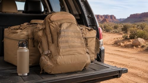 Large Tactical Backpack Bag For Hiking,Camping,Travel,Bug-Out 55L - color: Coyote Brown