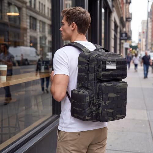 TILYMOL Military Tactical Backpack for Men & Women, 30L Assault Pack - color: Black Camo, size: 30L