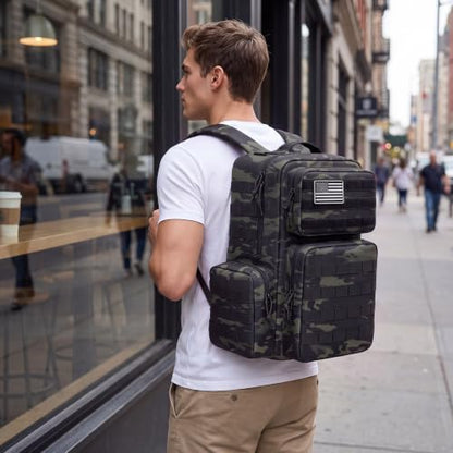 TILYMOL Military Tactical Backpack for Men & Women, 30L Assault Pack - color: Black Camo, size: 30L
