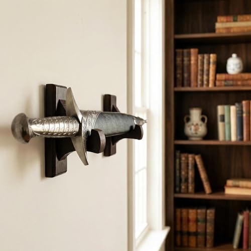 NANGOPOP Sword Wall Mount Display Hooks - Wood Sword Holder Rack, Hanger for Martial Arts Weapons, Axe, Knife, Dagger, Lightsaber and Wizard Wand at Home or Office
