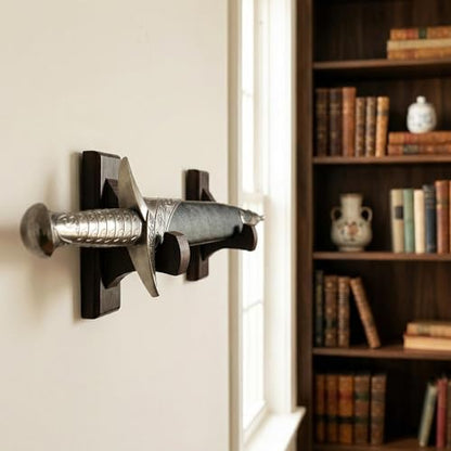 NANGOPOP Sword Wall Mount Display Hooks - Wood Sword Holder Rack, Hanger for Martial Arts Weapons, Axe, Knife, Dagger, Lightsaber and Wizard Wand at Home or Office