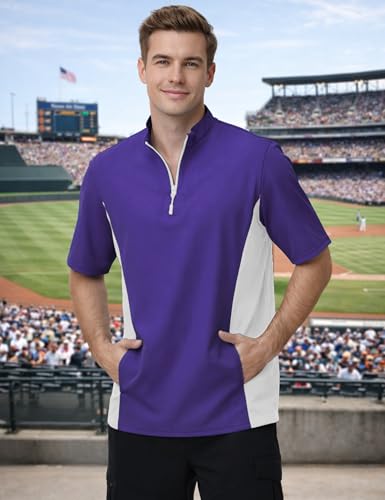 Men’s Cage Jacket Baseball Windbreaker Lightweight Batting Practice Pullover for Training Water-Resistant Jacket - color: Purple, size: X-Large