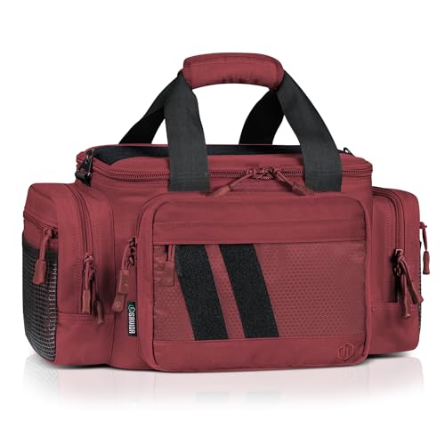 Savior Equipment Specialist Series Tactical Triple Pistol Shooting Range Hunting Duffle Bag Gun Carrying Case, Rigid Compartment Frame, Lockable Zippers - color: Sedona Red