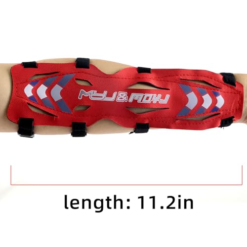 11.2in Long/6.7in Short Armguard Professional Competition Archery Bow Range with 4-Strap/2-Strap Buckles Shooting Practice Guard Nylon Carbon Forearm Protector Arm Guard - size: Red Long
