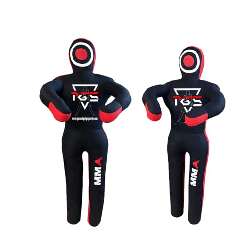 MMA Grappling Dummy Brazilian JIU Jitsu BJJ Punching Bag for Self Defense Wrestling Judo Karate Boxing Throwing Submission Standing Position - UNFILLED - color: Black Red, size: 4FT / 47"
