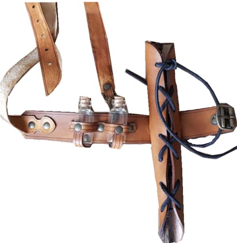 BLESSUME Medieval Knight Belt with Sword Frog Holster Rapier Scabbard Holder 1pc - color: Brown 11