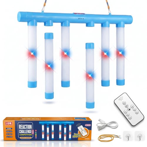 Reflex Drop Sticks Game with 3 Speeds Remote - color: White