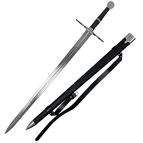 49" Fantasy Wolf Two Handed Sword - Long Sword with Scabbard - Stainless Steel Blade - Use As Cosplay Sword, LARP Sword & Prop Sword - for Collection, Cosplay & Gifts