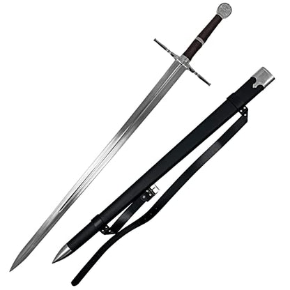49" Fantasy Wolf Two Handed Sword - Long Sword with Scabbard - Stainless Steel Blade - Use As Cosplay Sword, LARP Sword & Prop Sword - for Collection, Cosplay & Gifts