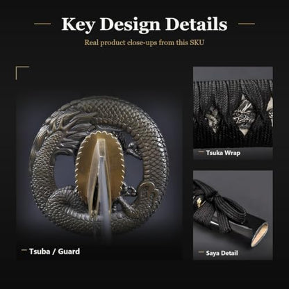Wakizashi Iaito, Unsharpened Aluminum Alloy Iaido Training Sword - style: Dragon